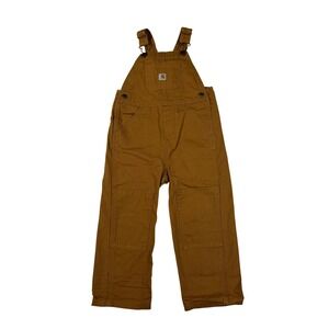 Carhartt Bib Overalls Kids 3T Brown Double Knee Duck Toddler Farm Barn Cowboy